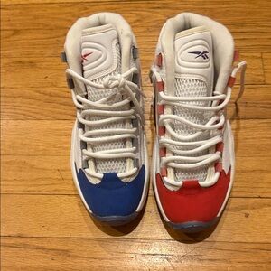 Reebok Kids White Sneakers with Blue & Red Toe Caps